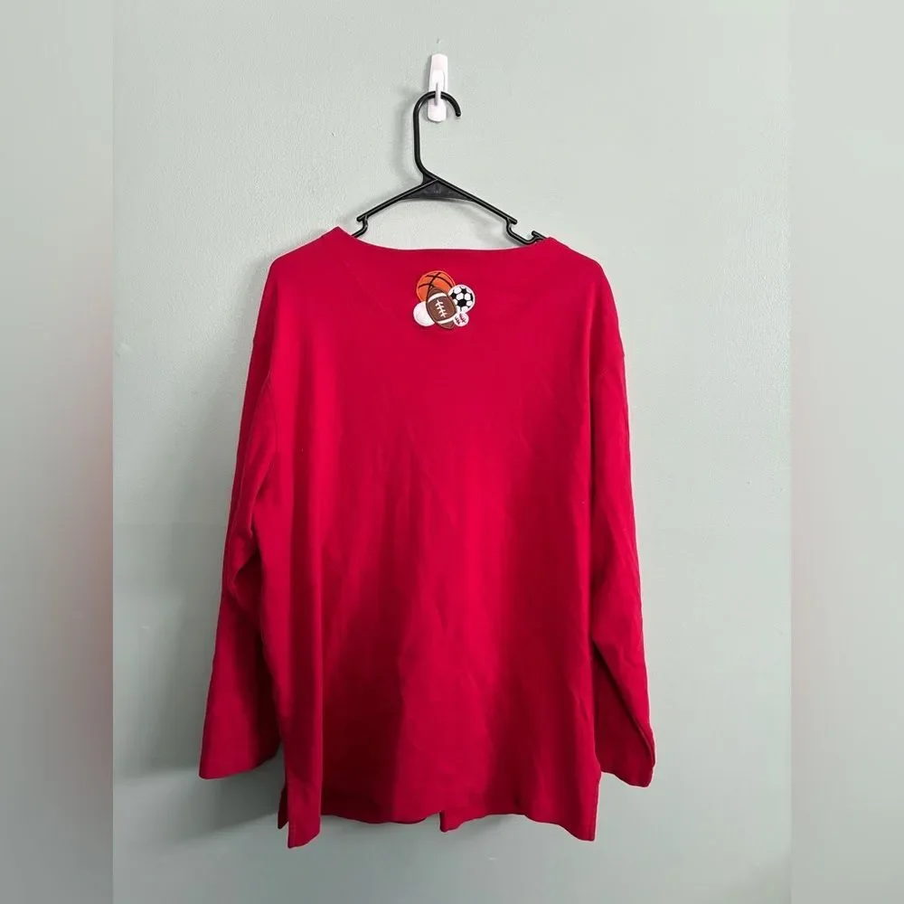 Bechamel Red Cardigan Embroidery Sports Gym Teacher School Kids Grandma XL - Picture 4 of 5